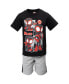 ფოტო #3 პროდუქტის Toddler Boys Spidey and His Amazing Friends Miles Morales T-Shirt and Mesh Shorts Outfit Set Black/Gray