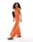 ASOS DESIGN collared button front sleeveless wide leg jumpsuit in rust