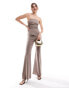 Фото #1 товара ASOS DESIGN ruched bodice bandeau tailored jumpsuit in mocha