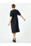 Фото #11 товара Платье женское средней длины Koton Balon Kol Midi Boy Bebe Yaka Pamuklu - 4SAL80100IW ЧЕРНЫЙ