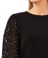 Фото #3 товара Women's Solid Lace-3/4-Sleeve Knit Crewneck Top