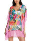 Bleu by Rod Beattie Wild at Heart Caftan Cover-Up Swimwear Multi Size S