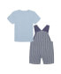 ფოტო #2 პროდუქტის Baby Boys Short Sleeve T-shirt and Oxford Stripe Shortalls, 2 Piece Set