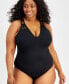 Plus Size Color Code Strappy One-Piece Swimsuit