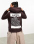 The North Face Nuptse cropped back print fleece hoodie in brown