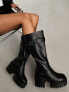 Фото #4 товара Public Desire Wide Fit Alaska chunkle buckle knee boots in black
