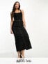 Фото #2 товара ASOS DESIGN Tall 2 in 1 ribbed scoop neck vest with cargo midi skirt in black with contrast stitch