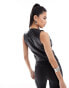 Фото #4 товара ASOS DESIGN leather look waistcoat in black