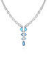 ფოტო #1 პროდუქტის Imitation Light Sapphire Epoxy Pendant Silver-Tone Thick Snake Chain Necklace
