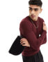 ASOS DESIGN long sleeved muscle fit textured rib t-shirt in wine