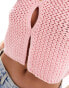 Фото #8 товара ASOS DESIGN Petite knitted vest in chunky stitch in pink