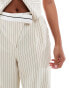 Extro & Vert Petite tailored pinstripe trouser with asymmetric waistband in stone co-ord