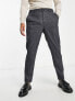 Selected Homme slim tapered fit smart trousers in dark grey houndstooth