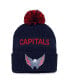 ფოტო #1 პროდუქტის Men's Navy, Red Washington Capitals 2022 NHL Draft Authentic Pro Cuffed Knit Hat with Pom