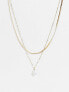 Фото #1 товара DesignB London multirow necklace with semi precious stone in gold tone