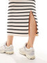 Vila lightweight knit maxi skirt co-ord in cream stripe M - фото #5