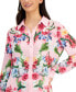 Women's Collared Long-Sleeve Button-Down Floral Top