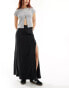 & Other Stories fluid jersey maxi skirt with side split in black