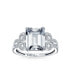 Romantic Celtic Love Knot 3CT AAA CZ Rectangle Emerald Cut Solitaire Engagement Ring For Women Sterling Silver Side Twist Pave Cubic Zirconia Band
