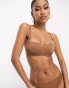 Фото #2 товара Dorina Frida lightly padded soft bandeau bra with lace detail in brown