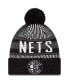 ფოტო #3 პროდუქტის Men's Black Brooklyn Nets Striped Cuffed Pom Knit Hat