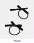 Фото #1 товара DesignB London pack of 2 mini velvet bow hair ties in black