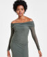 Фото #3 товара Women's Mesh Off-The-Shoulder Long-Sleeve Top, Created for Macy's