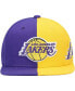 Фото #4 товара Men's Purple and Gold Los Angeles Lakers Team Half and Half Snapback Hat