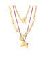 Multi 3 Piece Mixed Chain Necklace Set with Fruit, Heart, Kiss Emoji and Martini Glass Charm Pendants