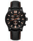 ფოტო #1 პროდუქტის Men's Swiss Chronograph Multifort Black Leather Strap Watch 42mm