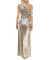 Фото #2 товара Women's Silky-Knit Foil Slit-Front One-Shoulder Gown