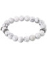 White Agate (10mm) Beaded Stretch Bracelet in Stainless Steel