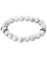 Фото #1 товара White Agate (10mm) Beaded Stretch Bracelet in Stainless Steel