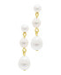 Gold Freshwater Cultivated Pearl Wire Wrapped 3-Drop Earrings