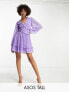 Фото #2 товара ASOS DESIGN Tall button through pintuck mini dobby dress in purple