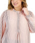 Plus Size Printed Poet-Sleeve Popover Tunic