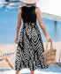 Women's Black Tank Chevron Skirt Midi Beach Dress