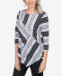 ფოტო #4 პროდუქტის Women's World Traveler Spliced Stripe Asymmetric Hem Top with Necklace