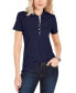 ფოტო #1 პროდუქტის Women's Solid Short-Sleeve Polo Top