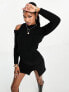 Фото #1 товара Aria Cove ribbed cold shoulder flared sleeve jumper in black