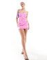 Фото #3 товара SNDYS satin embroidered floral mini dress in pink