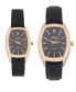 Фото #1 товара Наручные часы Jones New York для мужчин и женщин черного цвета с кожаным ремешком из полиуретана 35мм, 27мм в подарочном наборе