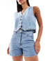 Фото #1 товара Hollister ultra high rise 90s fit denim short in mid blue