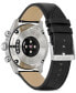 ფოტო #4 პროდუქტის Men's Summit 3 Black Leather Strap Smart Watch 42mm
