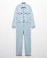 ფოტო #6 პროდუქტის Women's Buttons Detail Denim Jumpsuit