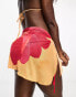 Motel pawon beach sarong in orange flower mesh