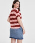 Фото #2 товара Women's Rugby Stripe Drop-Shoulder T-Shirt, Created for Macy's