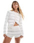 ASOS DESIGN knitted short with tipping detail co-ord in cream Бежевый, L - EU 44-46 - фото #2