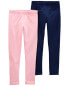 Фото #4 товара Kid 2-Pack Pink & Navy Leggings 6-6X