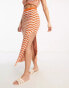 4th & Reckless island crochet beach skirt co-ord in orange & white